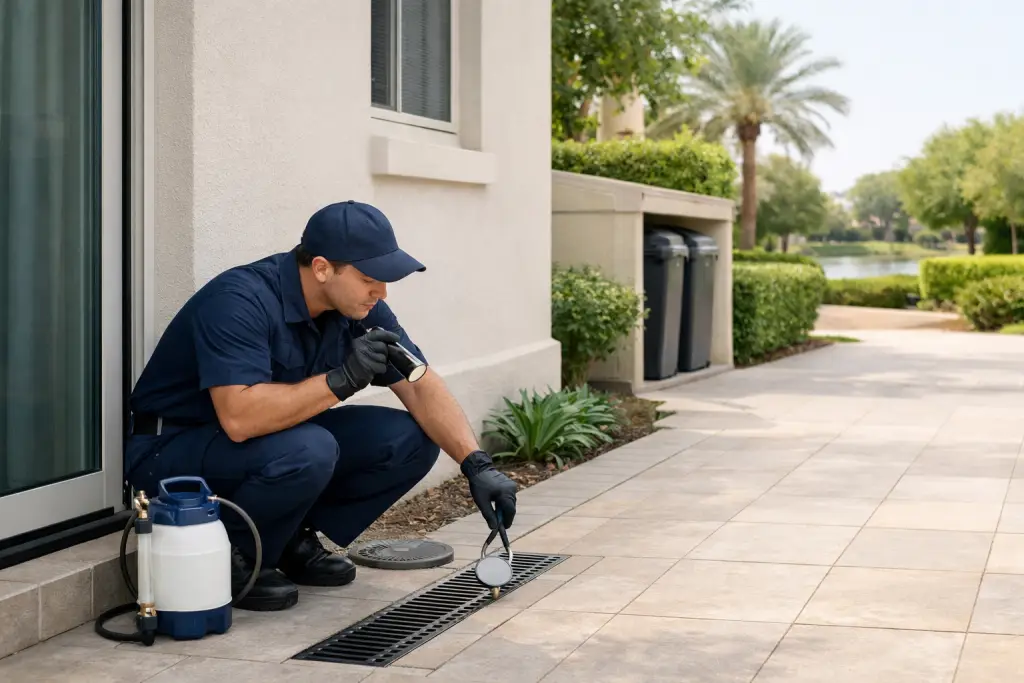 Supernova Pest Control technician at The Lakes property Dubai Municipality approved