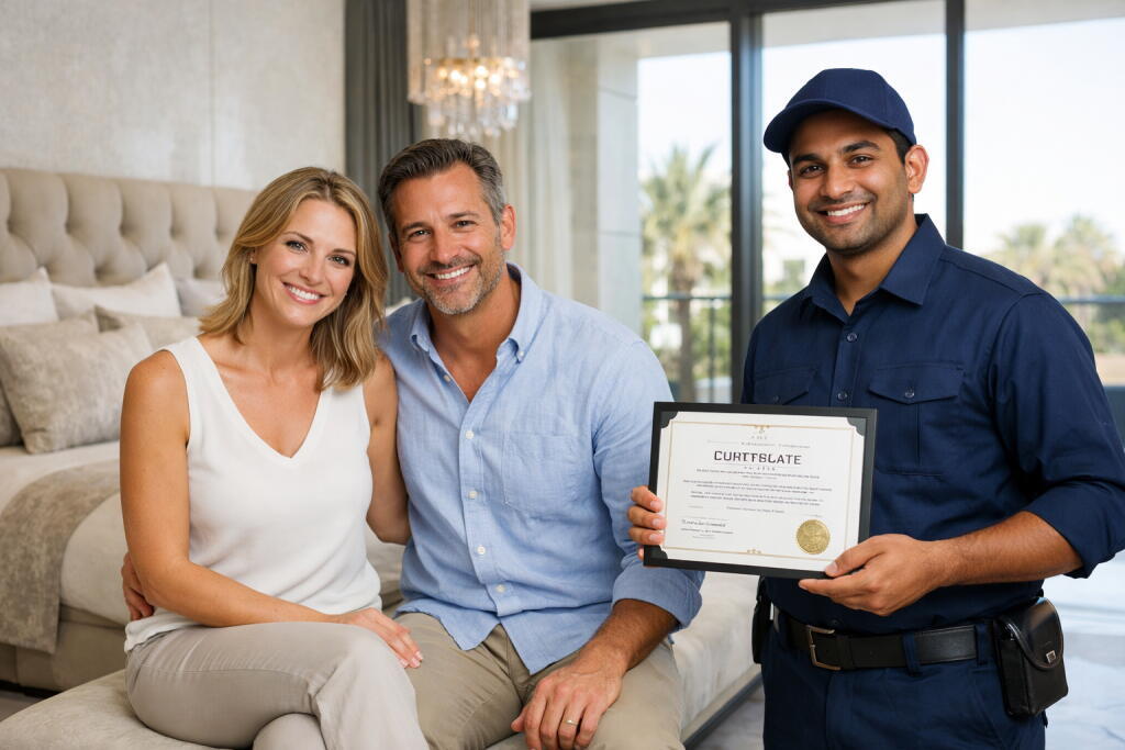 Bed bug removal Dubai villa completed — Supernova Services DM certificate