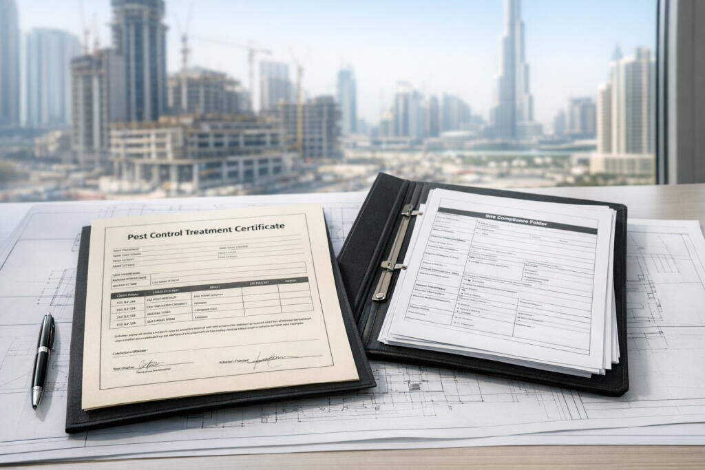 DM pest control compliance file construction Dubai — Supernova Services