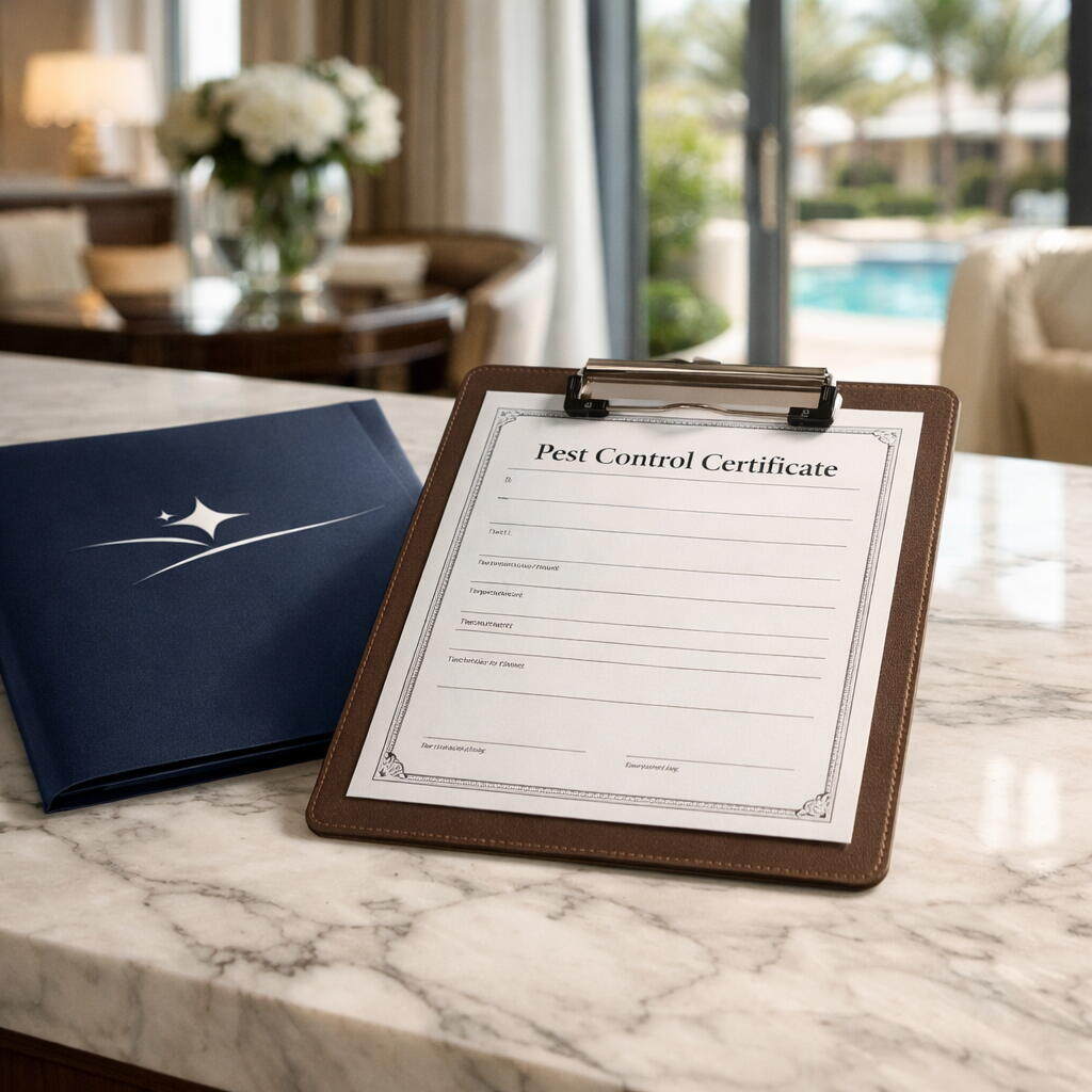 Pest control Jumeirah Dubai certificate — Supernova Services DM-approved treatment completed