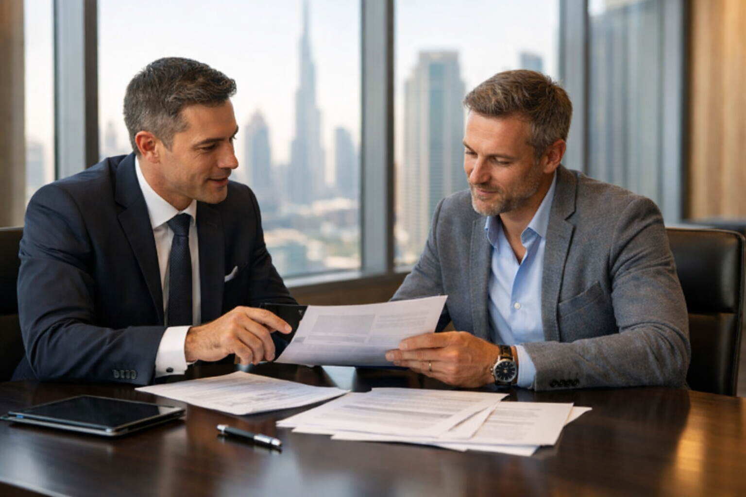 FM team evaluating pest control vendor proposals in a Dubai boardroom