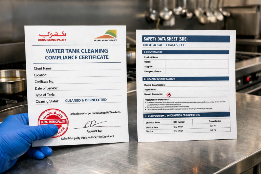 Restaurant tank cleaning DM certificate Dubai — Supernova Services