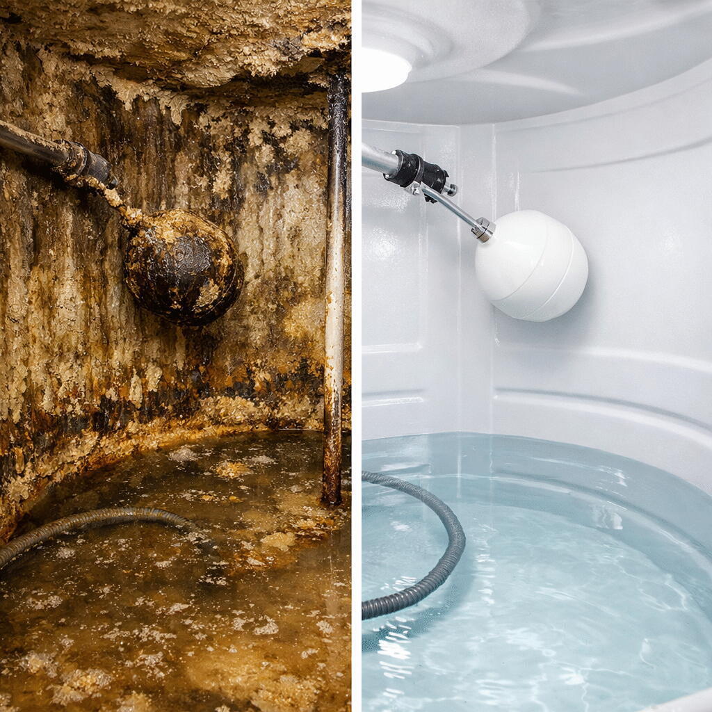 Villa water tank before and after cleaning Dubai — Supernova Services home tank cleaning result